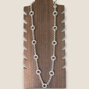 Vintage Crown Trifari Silver-Tone Rope Circle Link Necklace 32" With Hang Tag